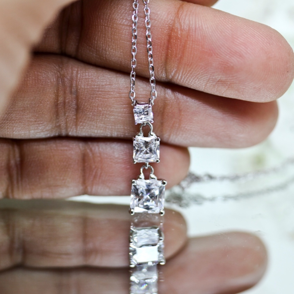 925S Tacori Princess White Topaz Drop Necklace